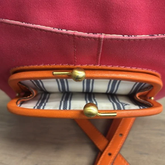 AUTHENTIC COACH Crossbody Pink Orange SWING PACK W/KISS LOCK CHANGE PURSE - Picture 5 of 8